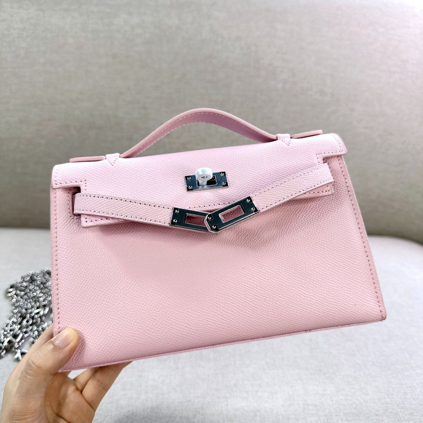 Women's Genuine Leather Sier Hand Palm Print Small Square Bags