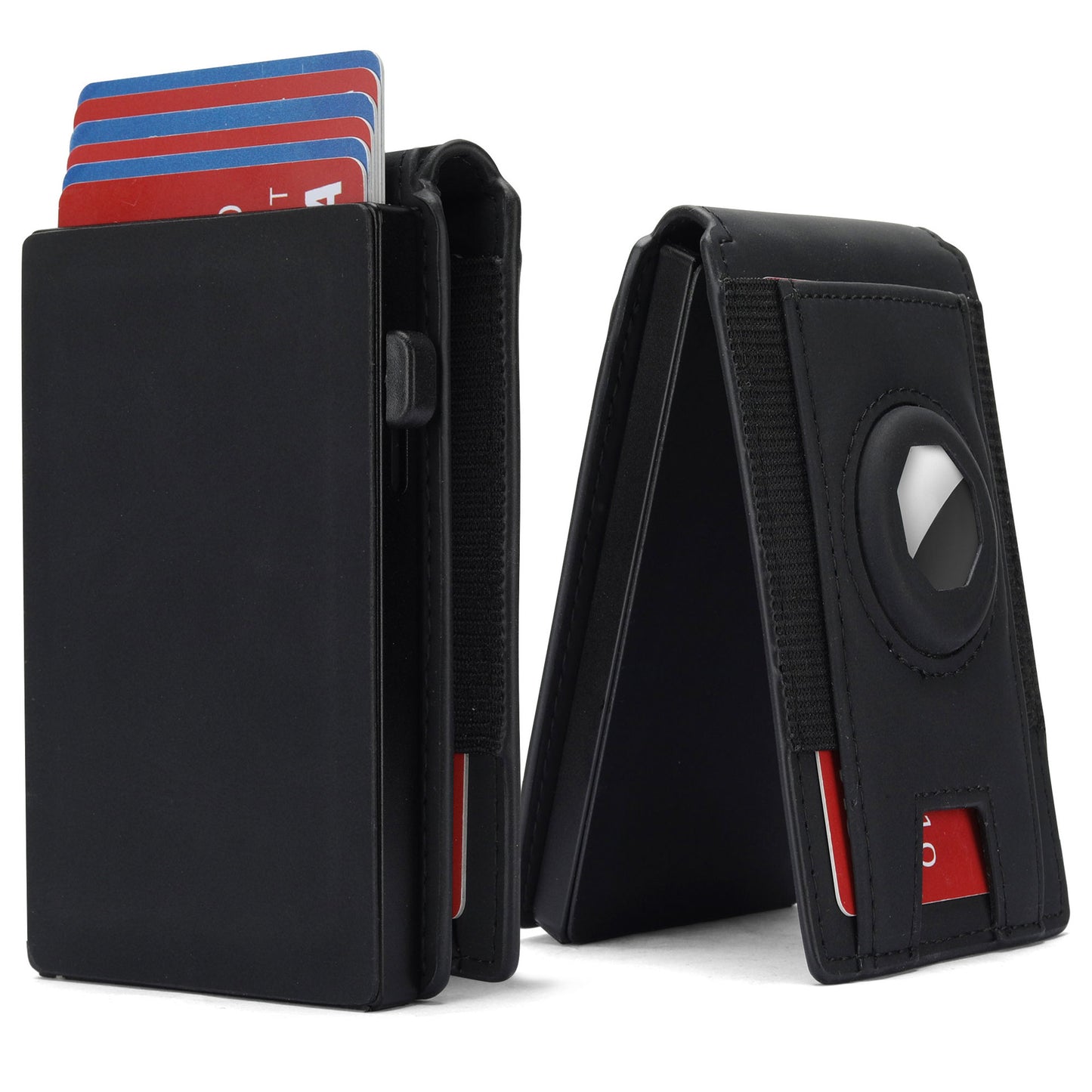 Men's Fold Crazy Horse Leather Metal Cartridge Card Holder