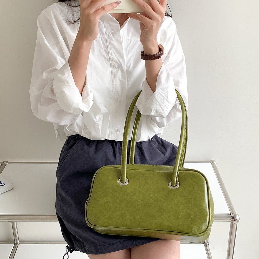 Women's Oil Wax Leather Large Capacity High Shoulder Bags