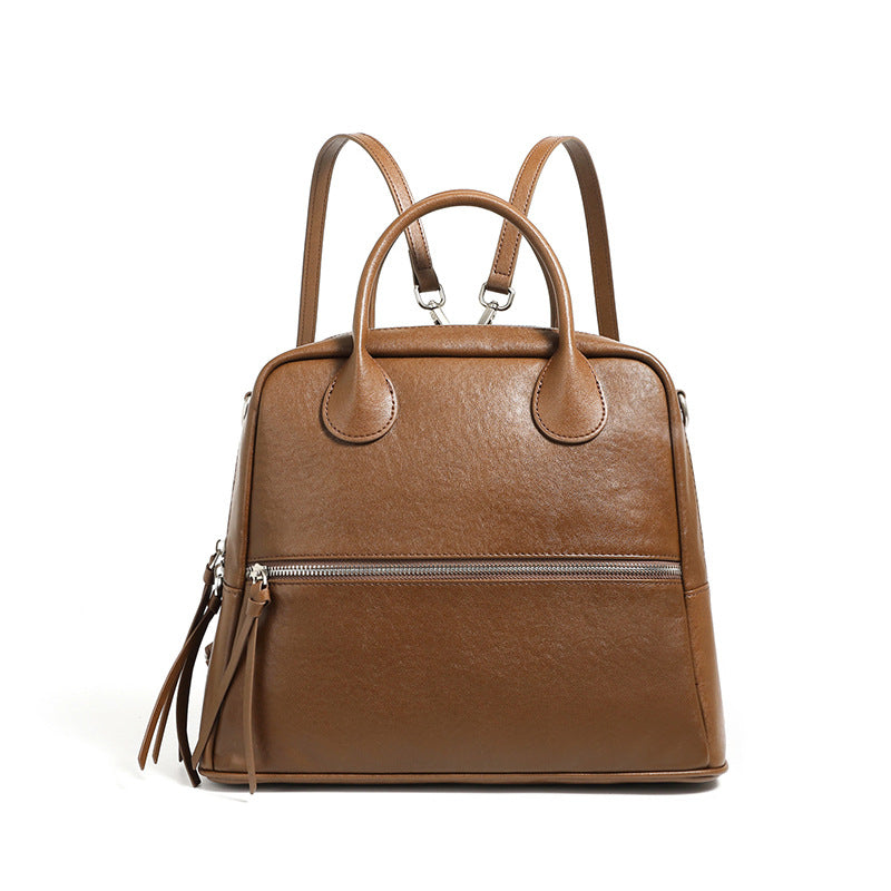 Women's Vegetable Tanning Leather Retro Multifunctional Light Backpacks
