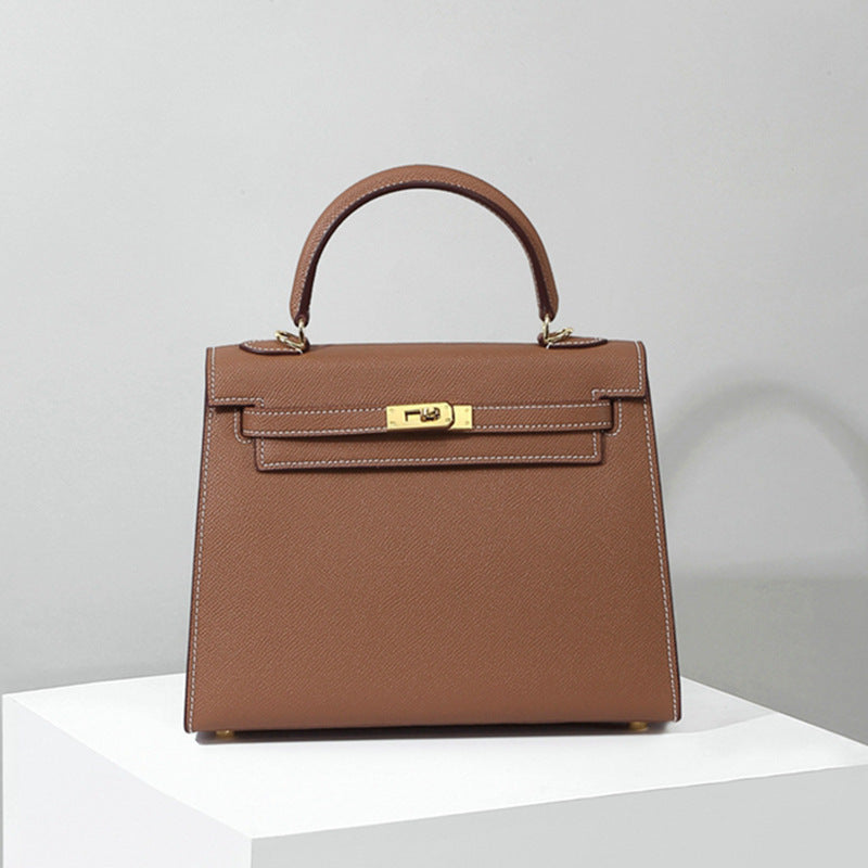 Women's Genuine Leather Advanced Texture Palm Print Kelly Crossbody Bags