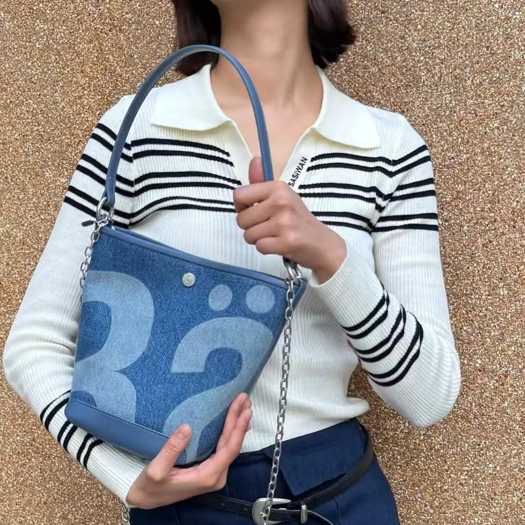 Women's Thailand Niche Wash Denim Large Capacity Bags