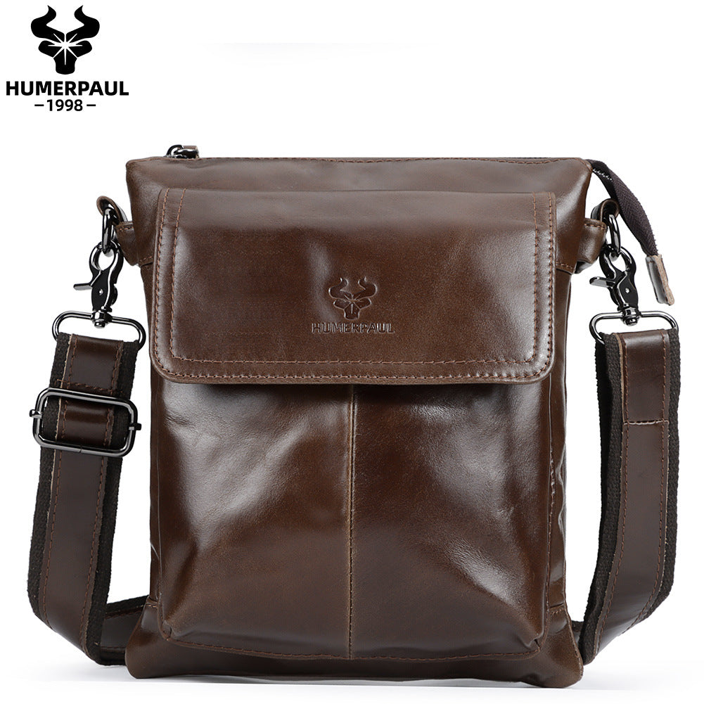 Men's Paul First Layer Cowhide Simple Large Men's Shoulder Bags