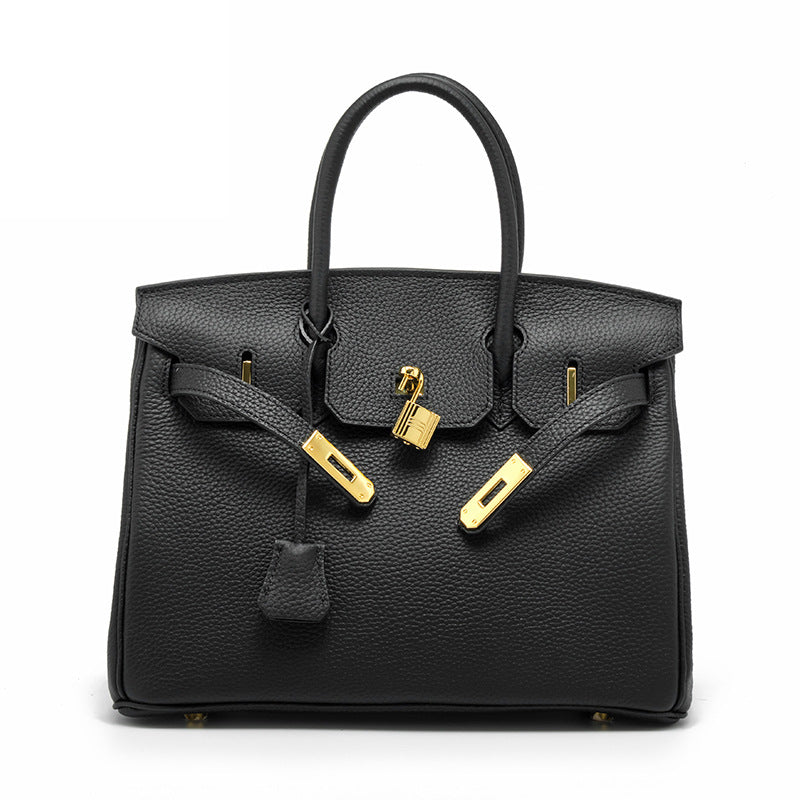 Women's Pattern First Layer Cowhide Elegant Portable Handbags