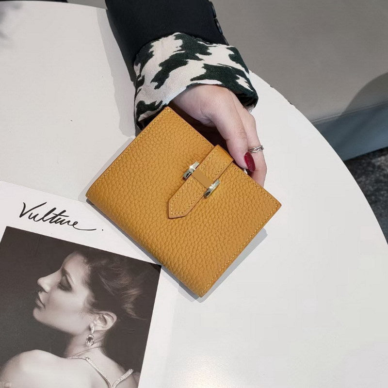 Women's Quality Double Folding Zipper Top Layer Handbags