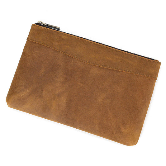 Men's Horse Leather Vintage Clutch First Layer Cowhide Men's Handbags