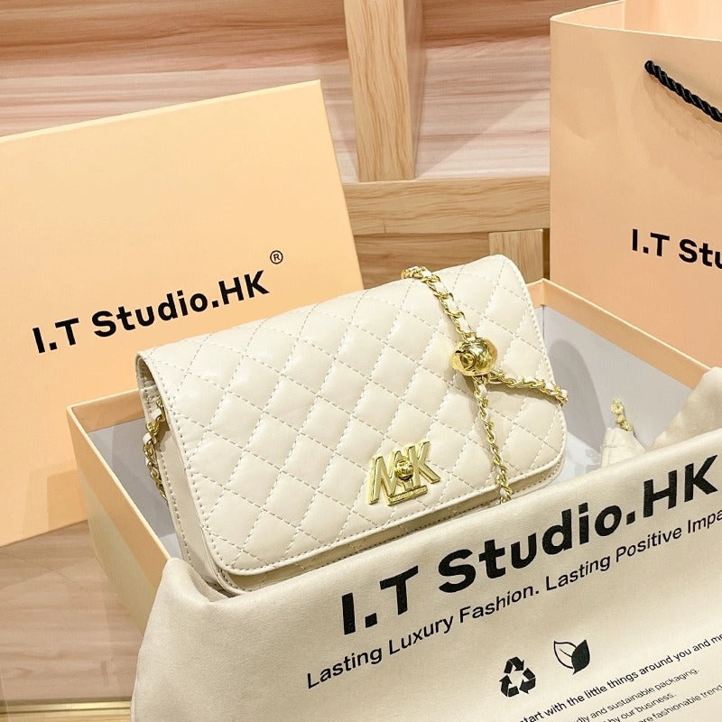 Women's Simple Sheepskin Chain Style Diamond Crossbody Bags