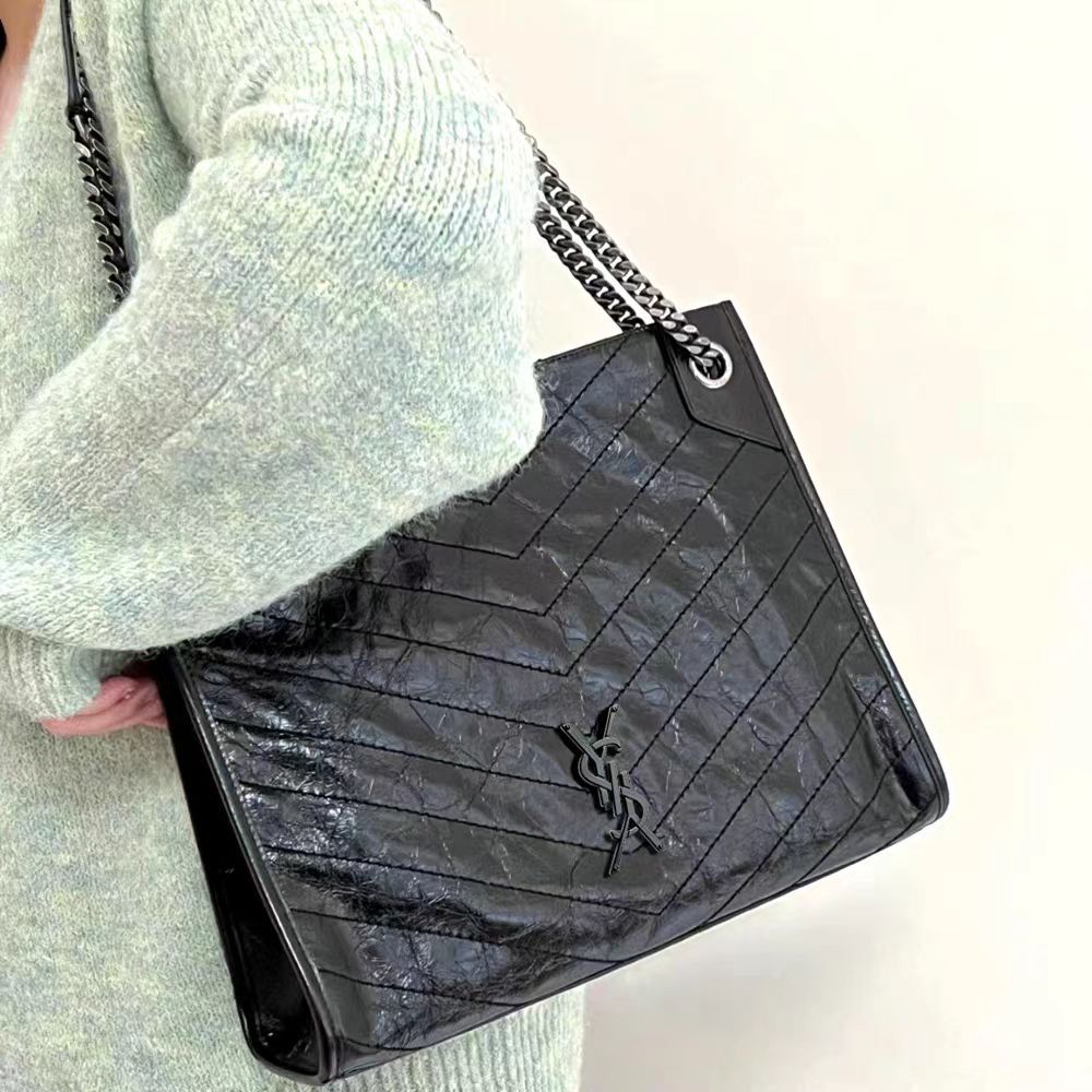 Large Genuine Leather Fashion Diamond Embroidery Tote Bags