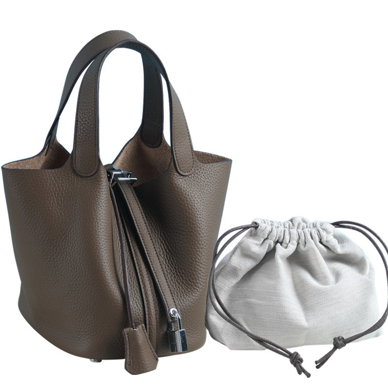 Women's Lychee Pattern First Layer Cowhide Vegetable Handbags