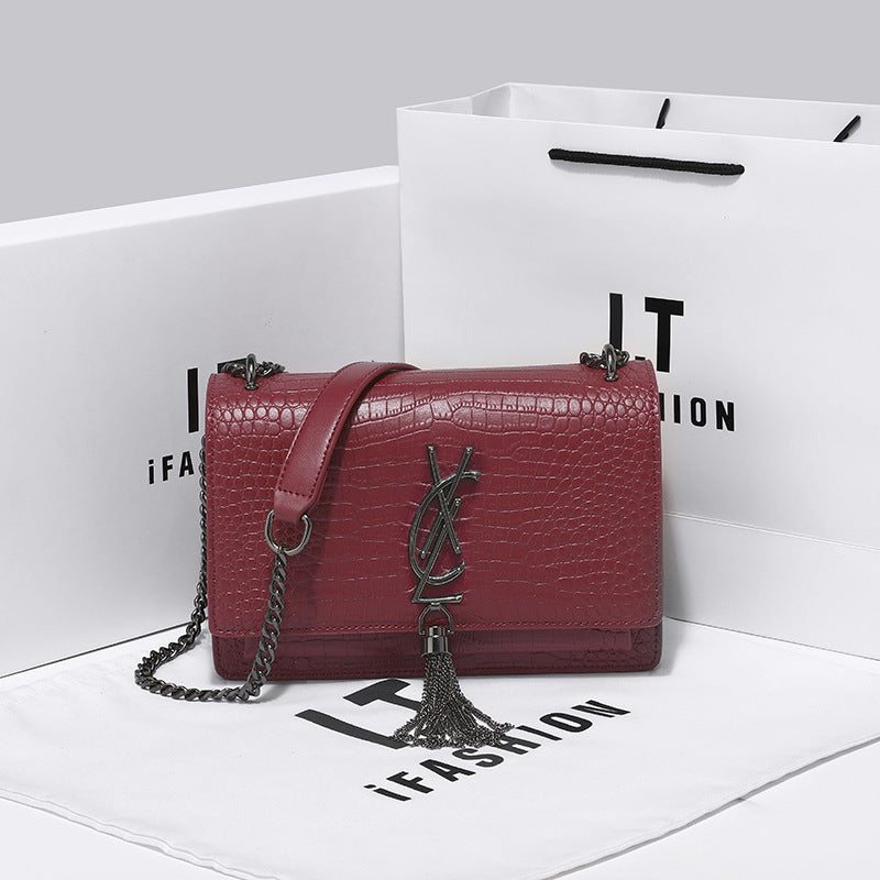 Women's Unique Leather High-grade Chain Tassel Shoulder Bags