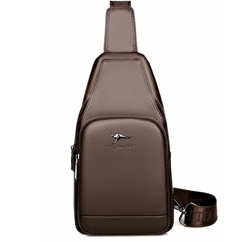 Men's First Layer Cowhide Tide Kangaroo Leisure Men's Chest Bags