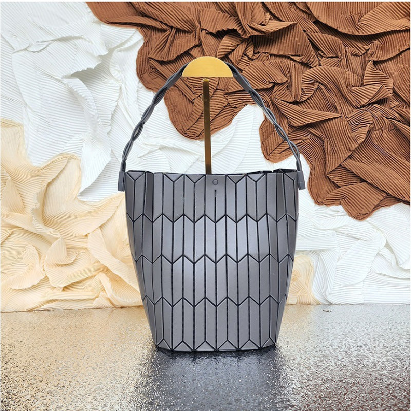 Women's Block Geometric Rhombus Dish Basket Portable Shoulder Bags