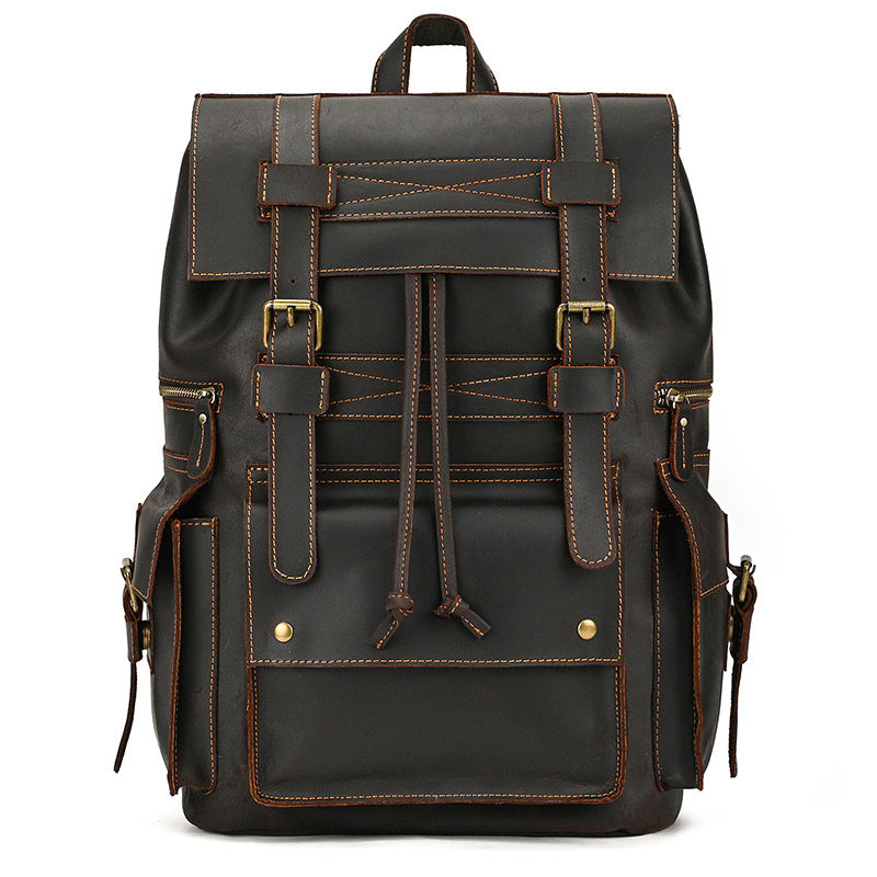 Men's Retro Crazy Horse Leather Business Computer Backpacks