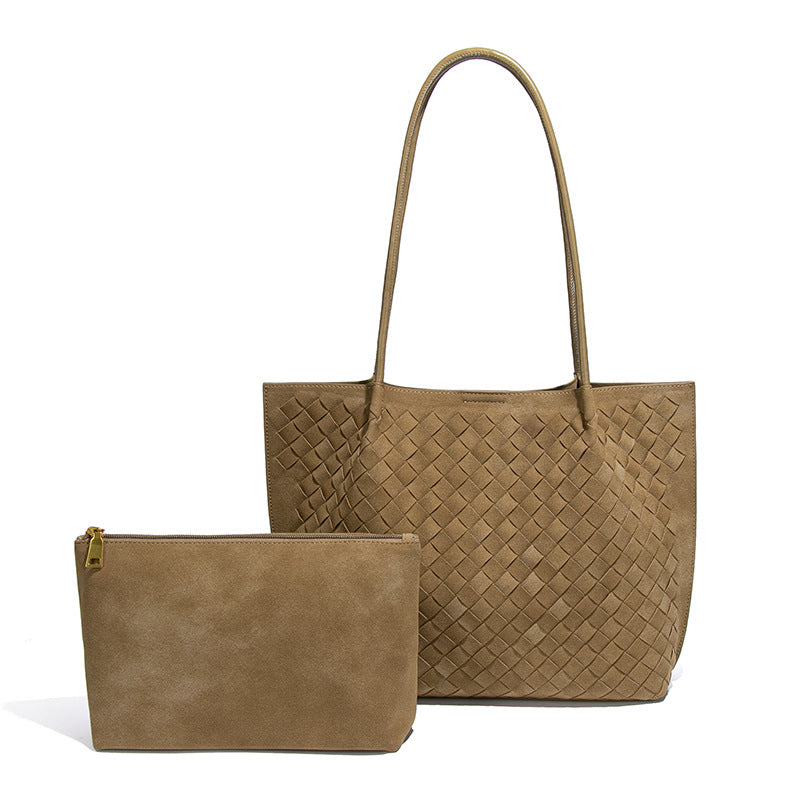Hand-woven Underarm Large Capacity Frosted Vintage Tote Bags