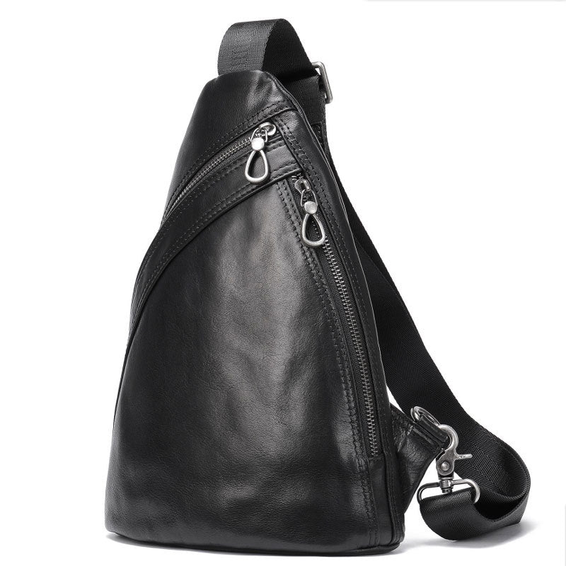 Men's Slanted Senior Household First Layer Cowhide Men's Chest Bags
