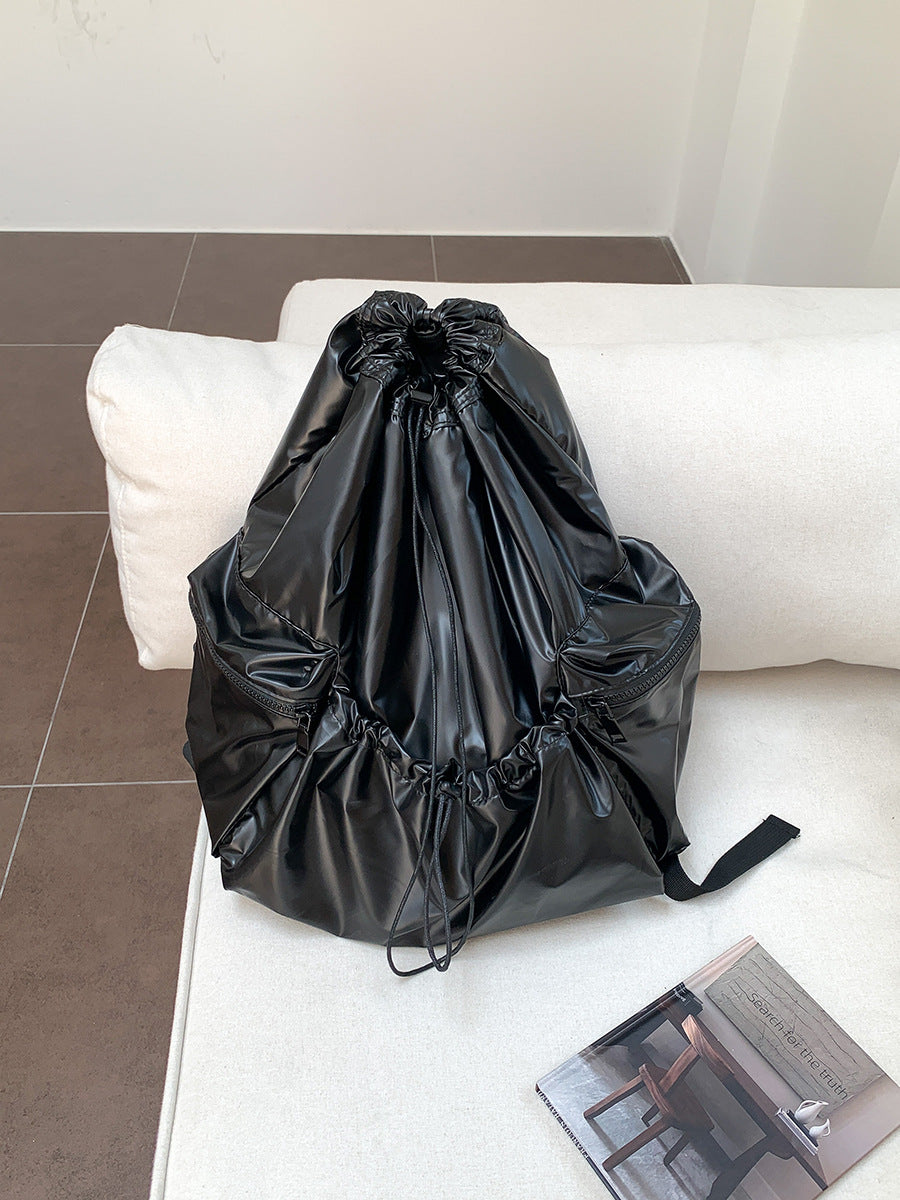 Women's Sier Lightweight Design Drawstring Ruffle Large Backpacks