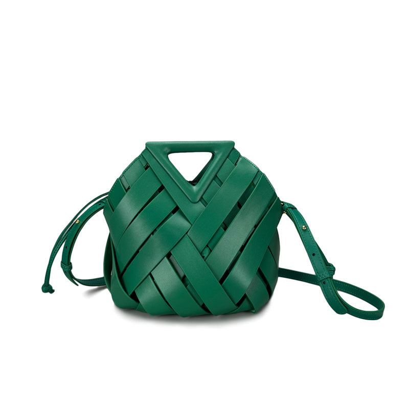 Women's Vegetable Basket Triangle Magnetic Authentic Leather Handbags