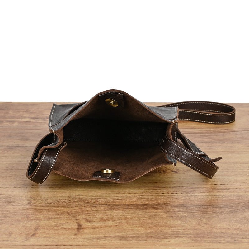 Women's Genuine Leather Handmade Mori Style Vegetable Tanned Crossbody Bags