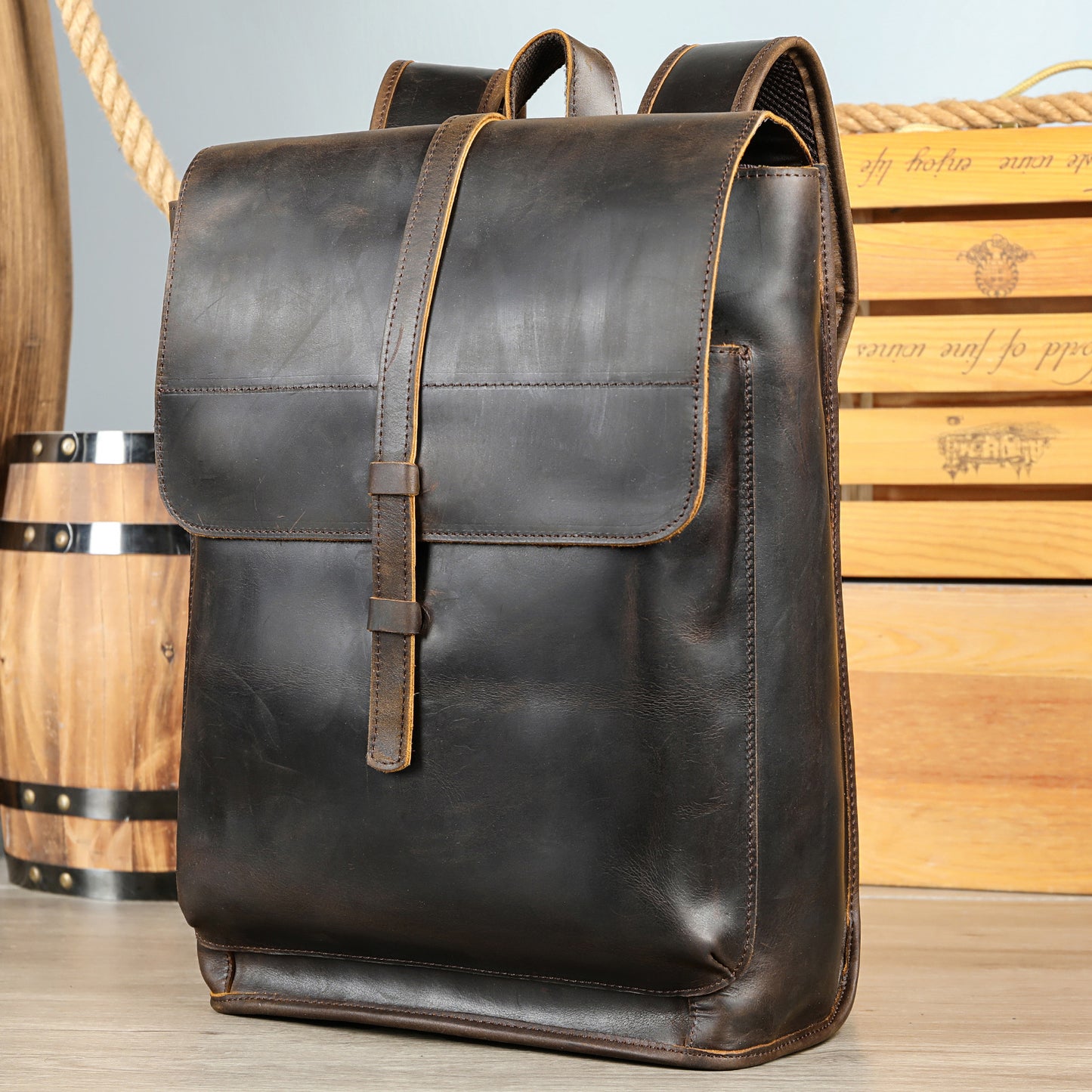 Men's Leather High-grade Crazy Horse Leisure Fashion Backpacks