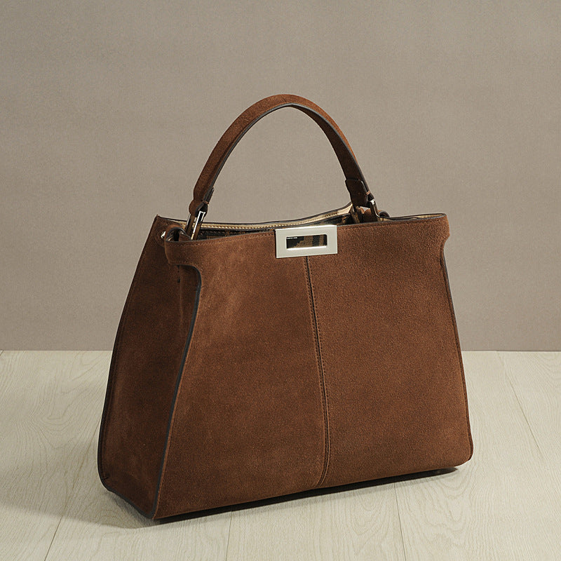 Women's Frosted Cowhide Portable Large Genuine Leather Shoulder Bags