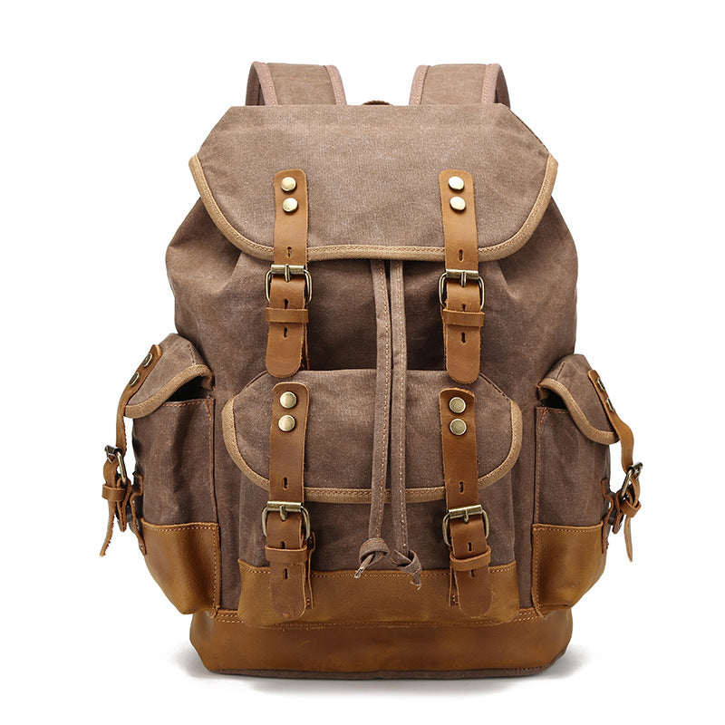 Retro Waterproof Oil Wax Canvas Large Backpacks