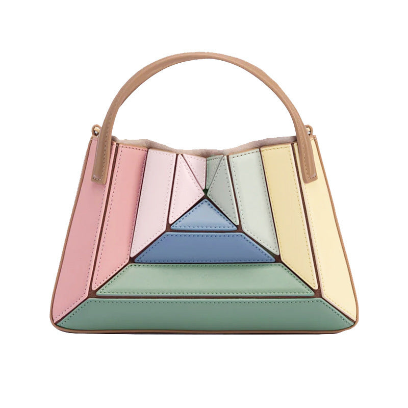 Color Dopamine Turkish Style Design Pleated Contrast Small Square Bags