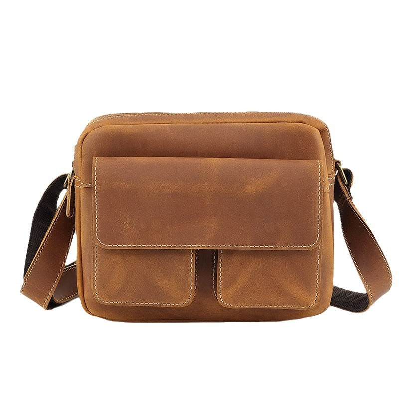 Men's First Layer Cowhide Leather Back Difference Men's Messenger Bags