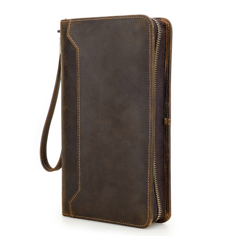 Black Angel Retro Crazy Horse Leather Men's Handbags