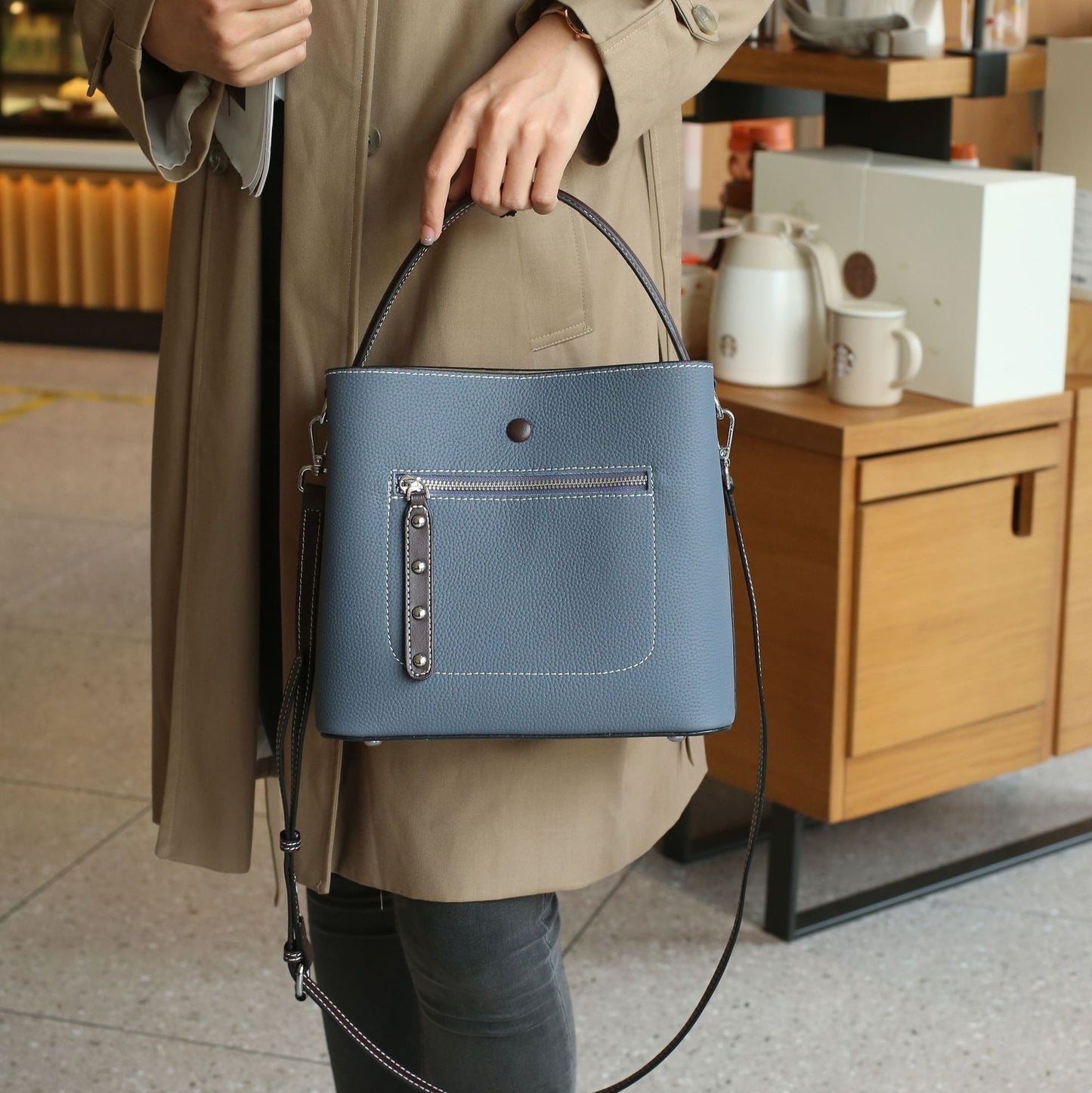 Women's First Layer Cowhide Lady's Fashion Large Shoulder Bags