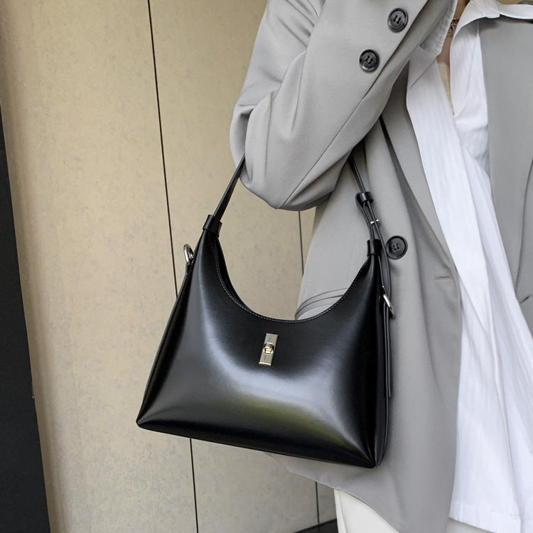 Design Genuine Leather Retro Baguette Underarm Armpit Bags