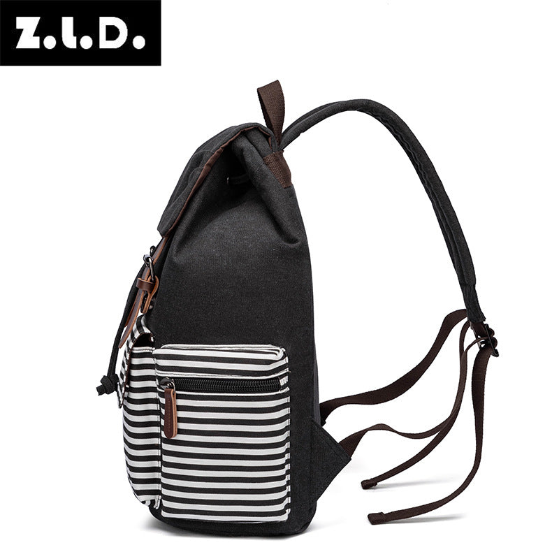 Canvas Large Capacity Color Matching Street Backpacks