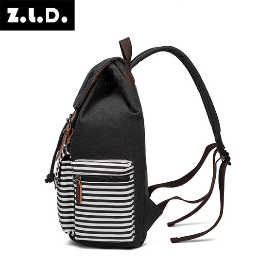 Canvas Large Capacity Color Matching Street Backpacks