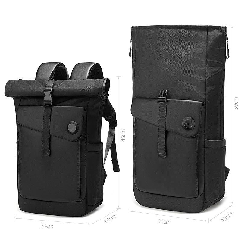 Men's Fashion Commuter Adjustable Volume Cover Simple Backpacks