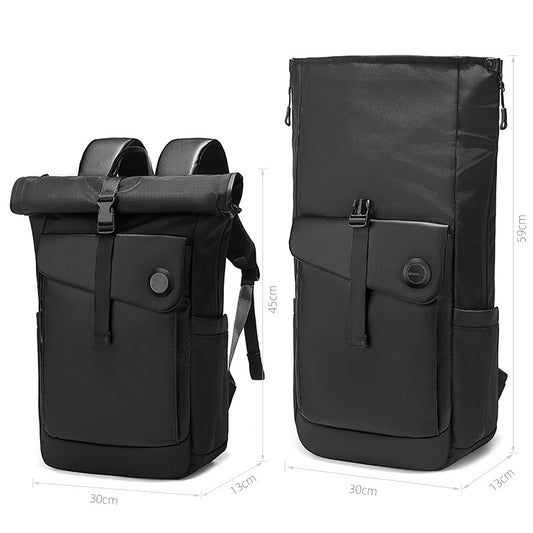 Men's Fashion Commuter Adjustable Volume Cover Simple Backpacks