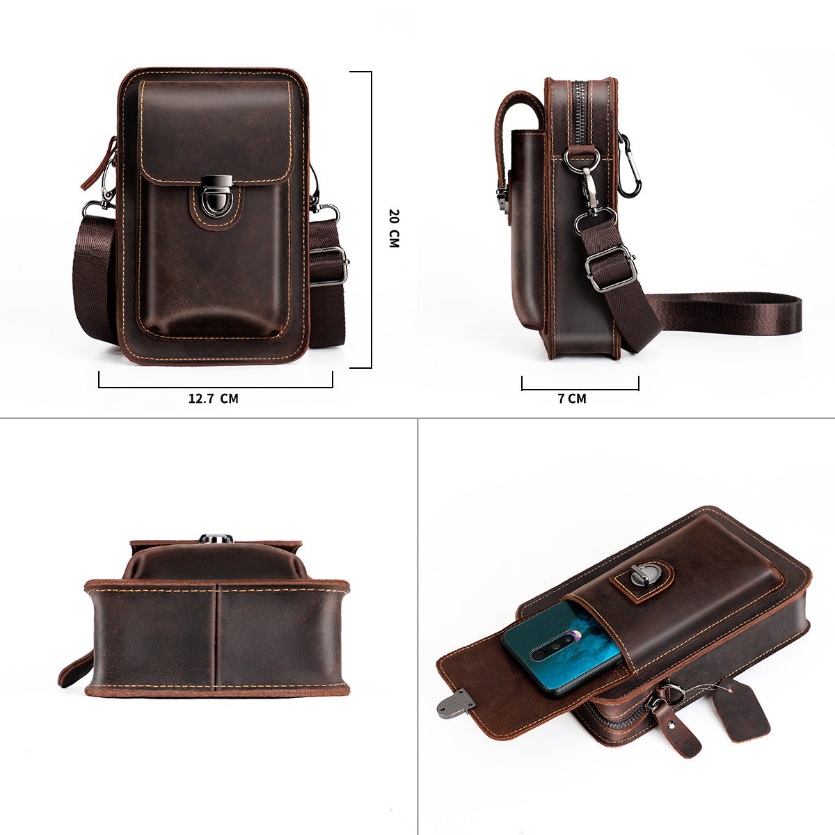 Men's Crazy Horse Leather First Layer Cowhide Men's Messenger Bags