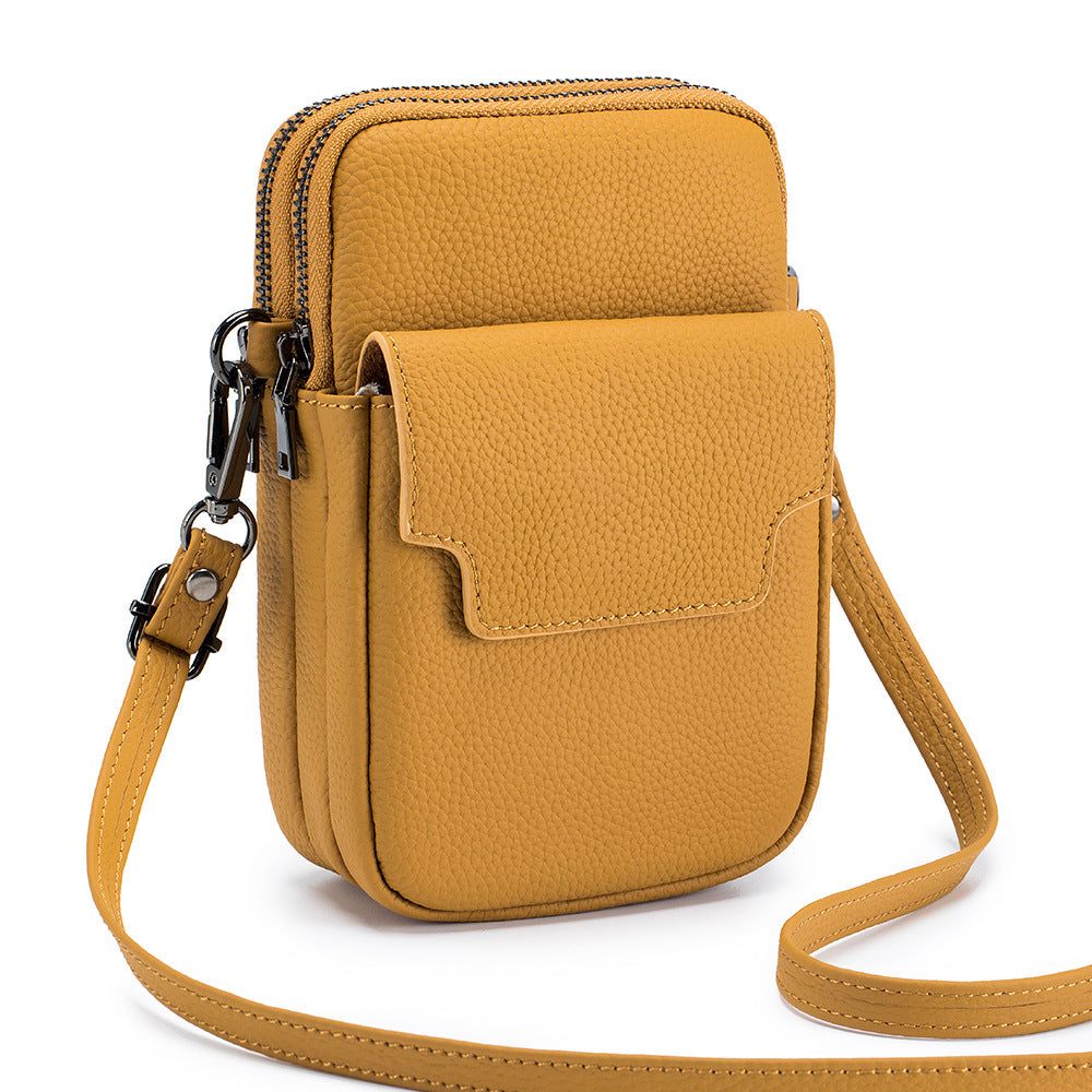 Women's Zipper Vertical Mobile Large Capacity Genuine Phone Bags
