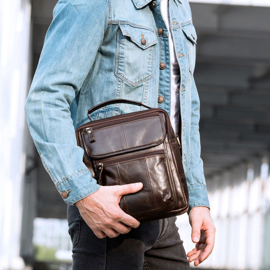 Men's Leather Crazy Horse Business Large Capacity Men's Messenger Bags