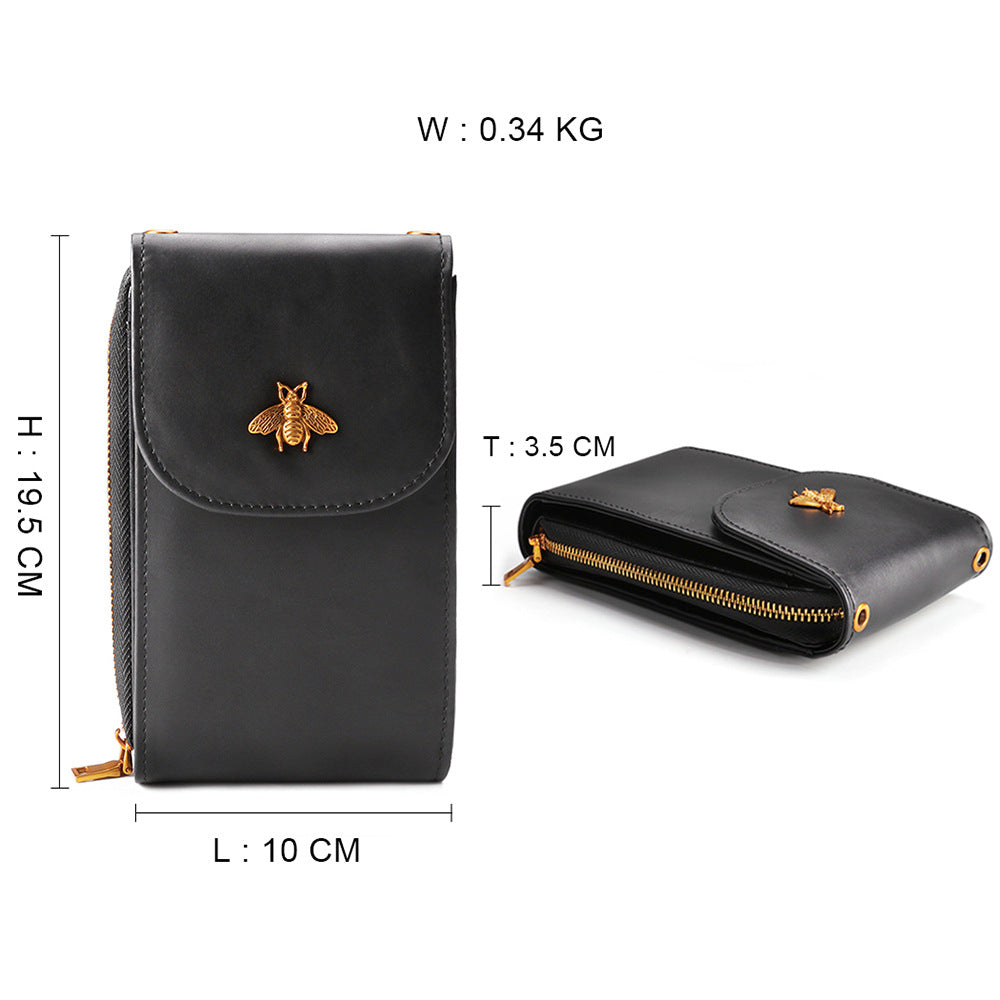 Women's Capacity Vertical Genuine Leather Exquisite Chain Phone Bags