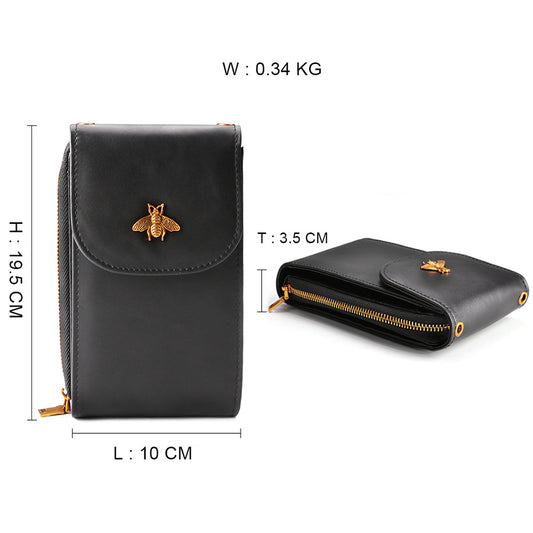 Women's Capacity Vertical Genuine Leather Exquisite Chain Phone Bags