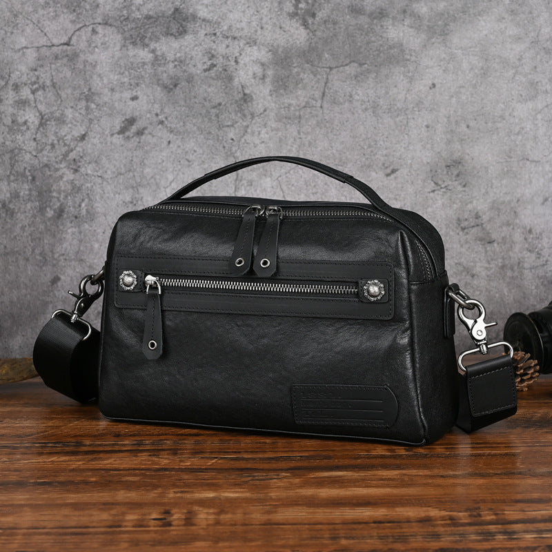Men's Retro Hand Grip Pattern Vegetable Tanned Men's Shoulder Bags