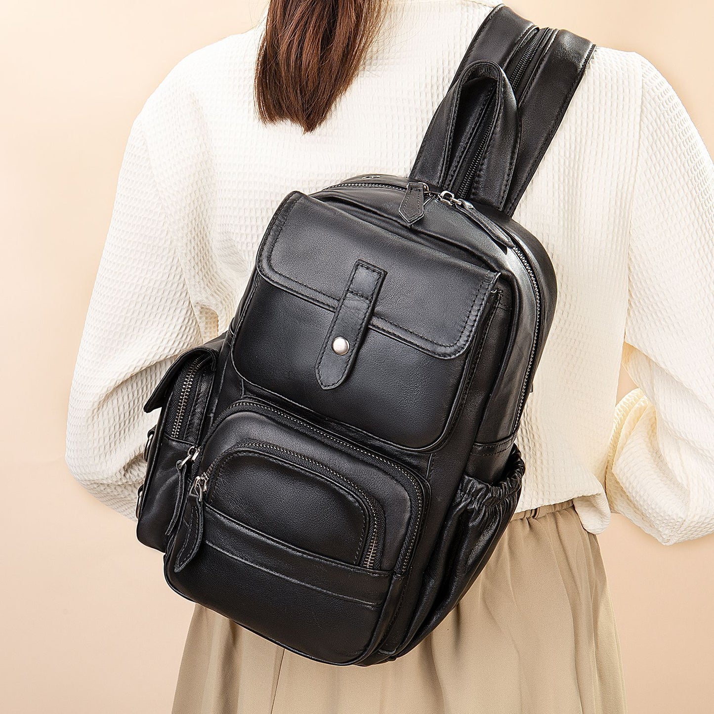Genuine Leather Retro Fashion Oil Wax Backpacks