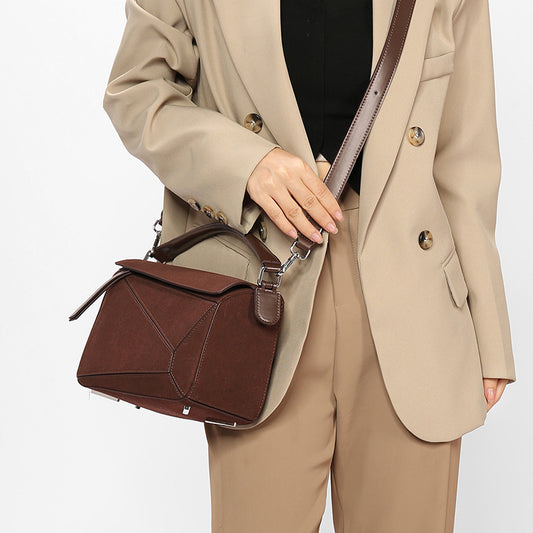 Women's Simple Portable Geometric Frosted Stitching Large Handbags
