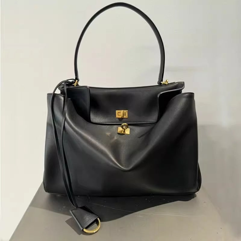 Women's Genuine Leather High-grade Underarm Commuter Kelly Tote Bags