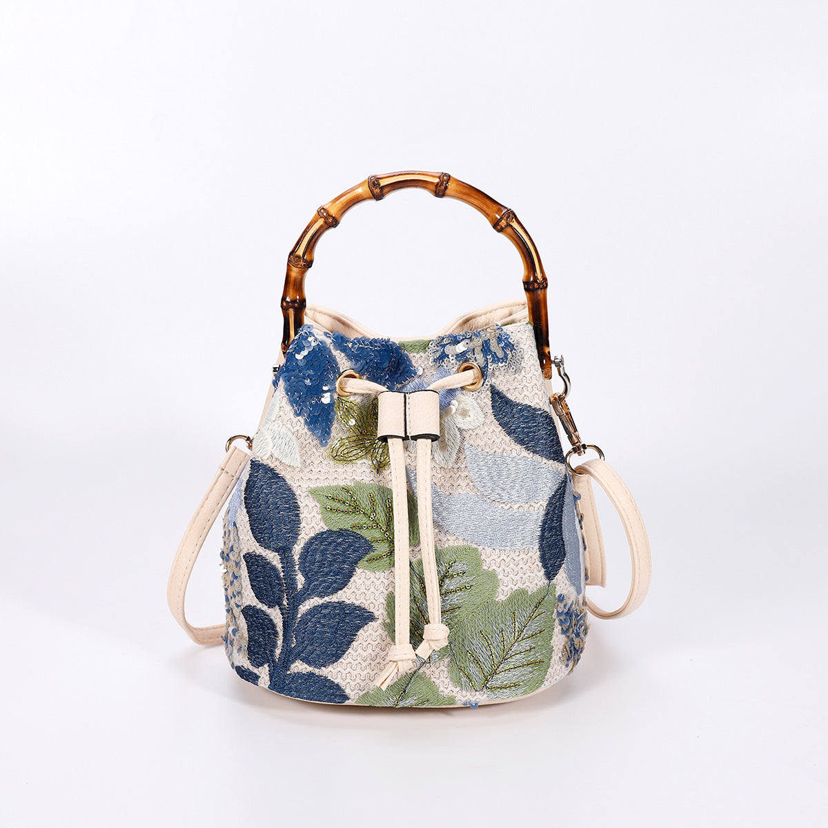 Women's High-grade Sequined Bamboo Niche Summer Popular Bucket Bags
