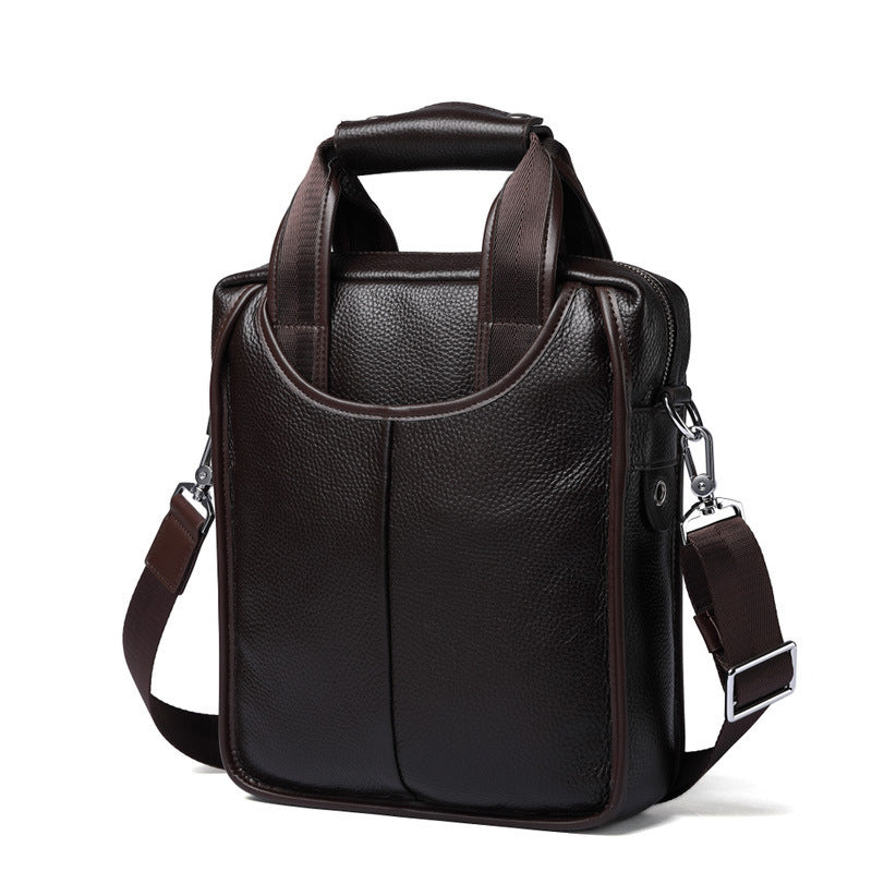 Men's Genuine Leather Business Vertical Cowhide Large Men's Shoulder Bags