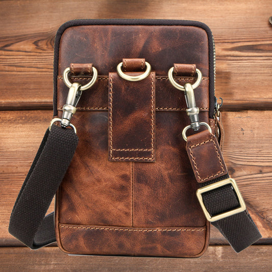 Men's Black Angel Retro Crazy Horse Leather Fashion Men's Messenger Bags