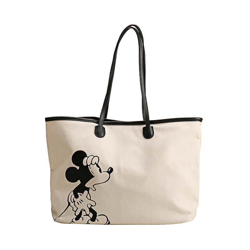 Women's Graceful Disney Mickey Design Canvas Shoulder Bags