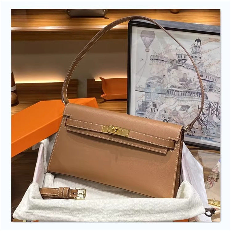 Women's Genuine Leather Clutch Elegant French High-grade Shoulder Bags