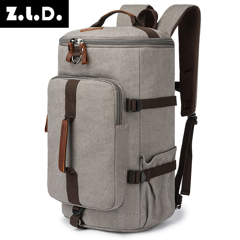 Retro Canvas Large Capacity Cylinder Unisex Backpacks