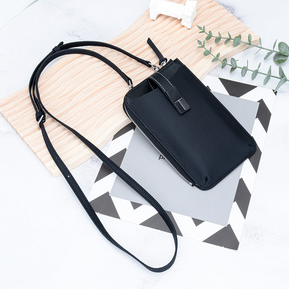 Women's Genuine Leather Fashion Contrast Color Mobile Large Capacity Phone Bags